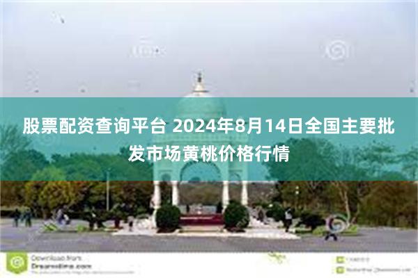 股票配资查询平台 2024年8月14日全国主要批发市场黄桃价格行情