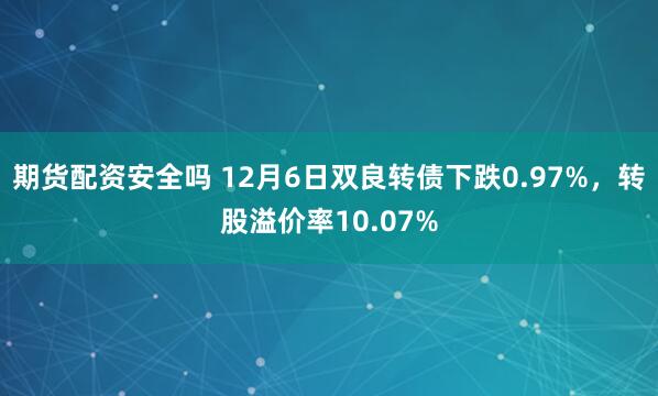 期货配资安全吗 12月6日双良转债下跌0.97%，转股溢价率10.07%