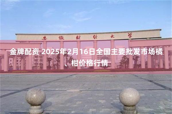 金牌配资 2025年2月16日全国主要批发市场橘、柑价格行情